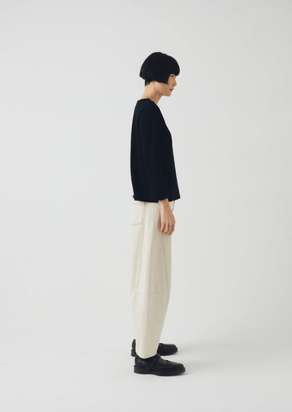 Lia Cotton Boat Neck Tee | Carbon Black