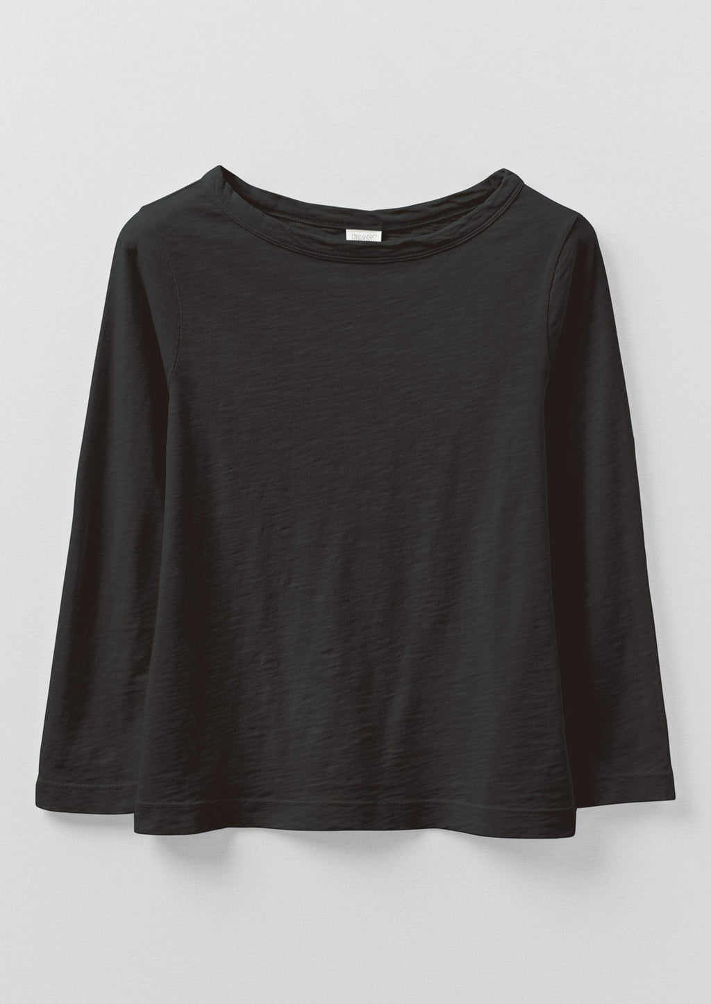 Lia Cotton Boat Neck Tee | Carbon Black