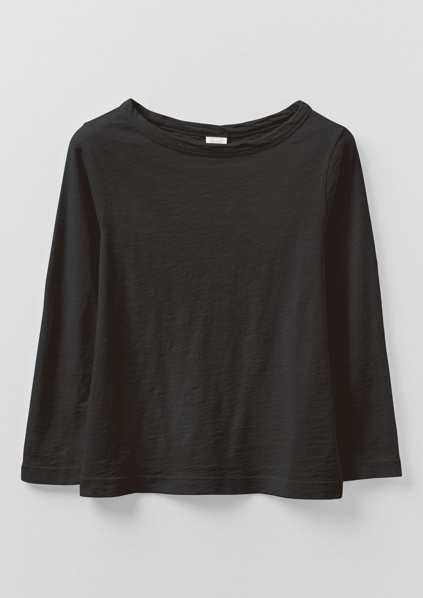 Lia Cotton Boat Neck Tee | Carbon Black