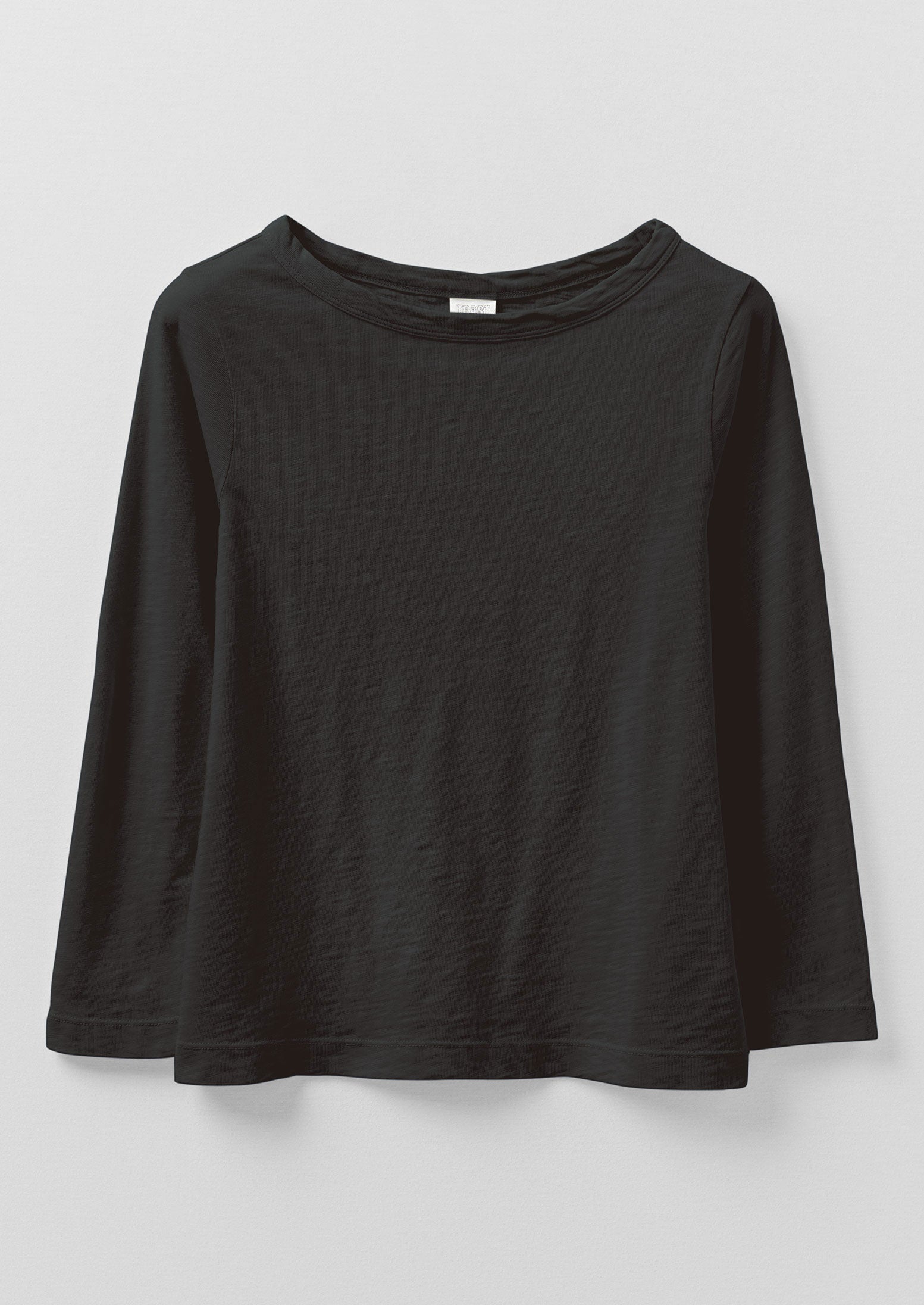 Lia Cotton Boat Neck Tee | Carbon Black