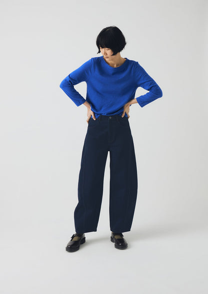 Lia Garment Dyed Boat Neck Tee | Smalt