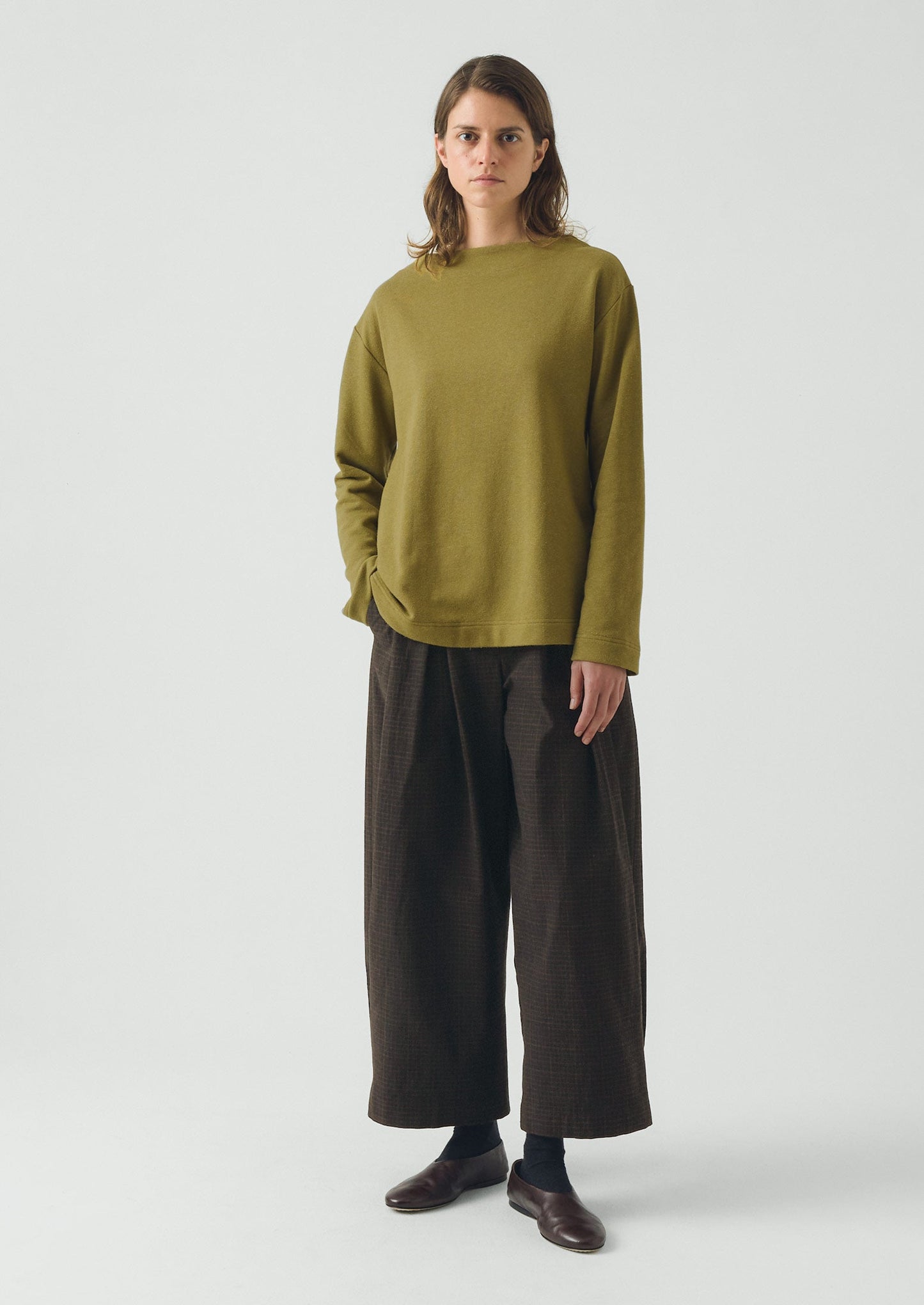 Mock Neck Cotton Hemp Sweater | Warm Olive