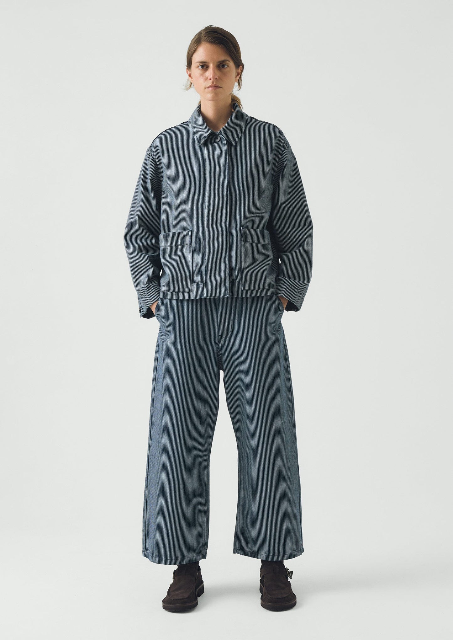 Hickory Stripe Denim Jacket | Ecru/Indigo