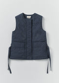 Railroad Stripe Side Tie Vest | Denim Blue