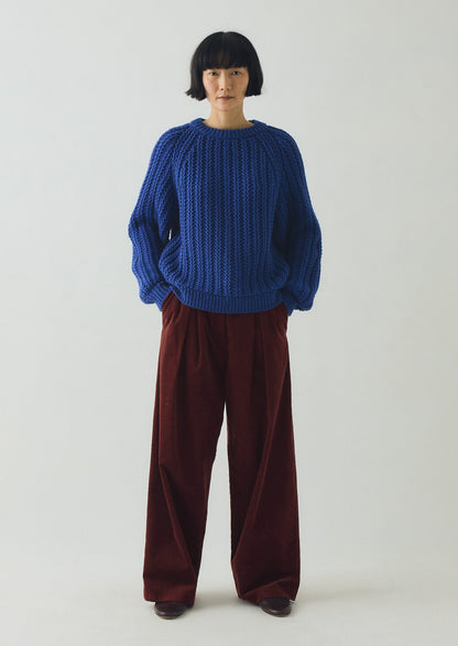 Racked Rib Wool Cotton Sweater | Cobalt