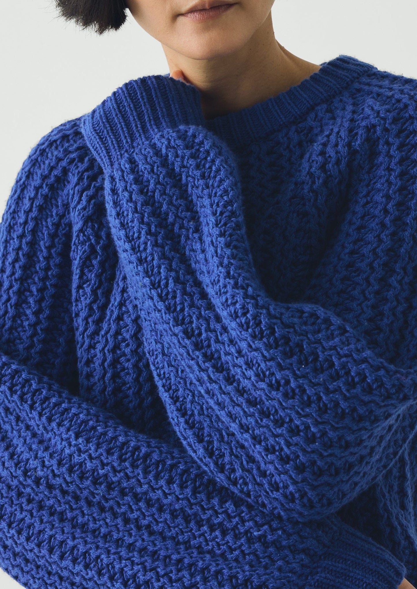 Racked Rib Wool Cotton Sweater | Cobalt