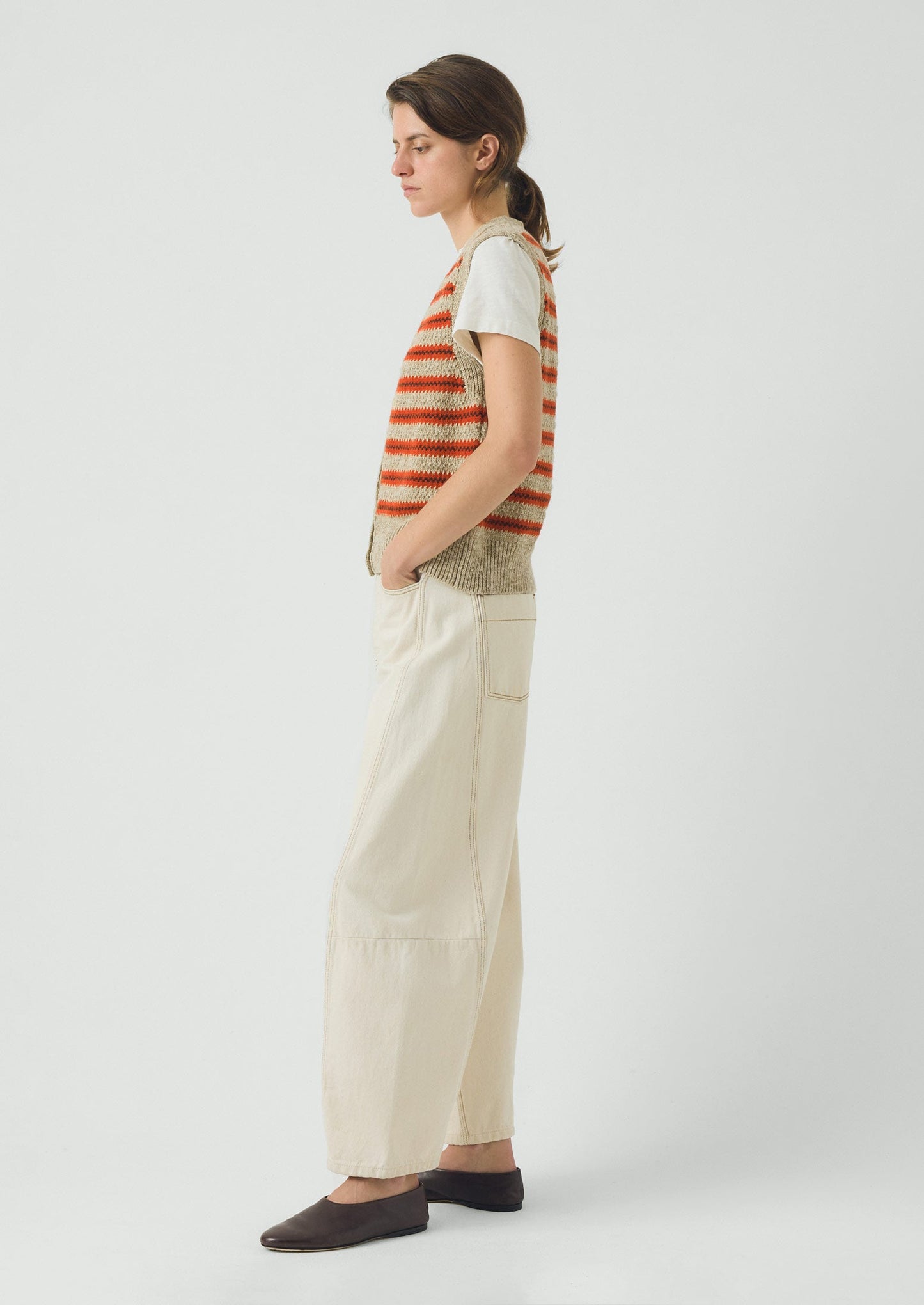 Jacquard Stripe Linen Cotton Tank | Red Multi