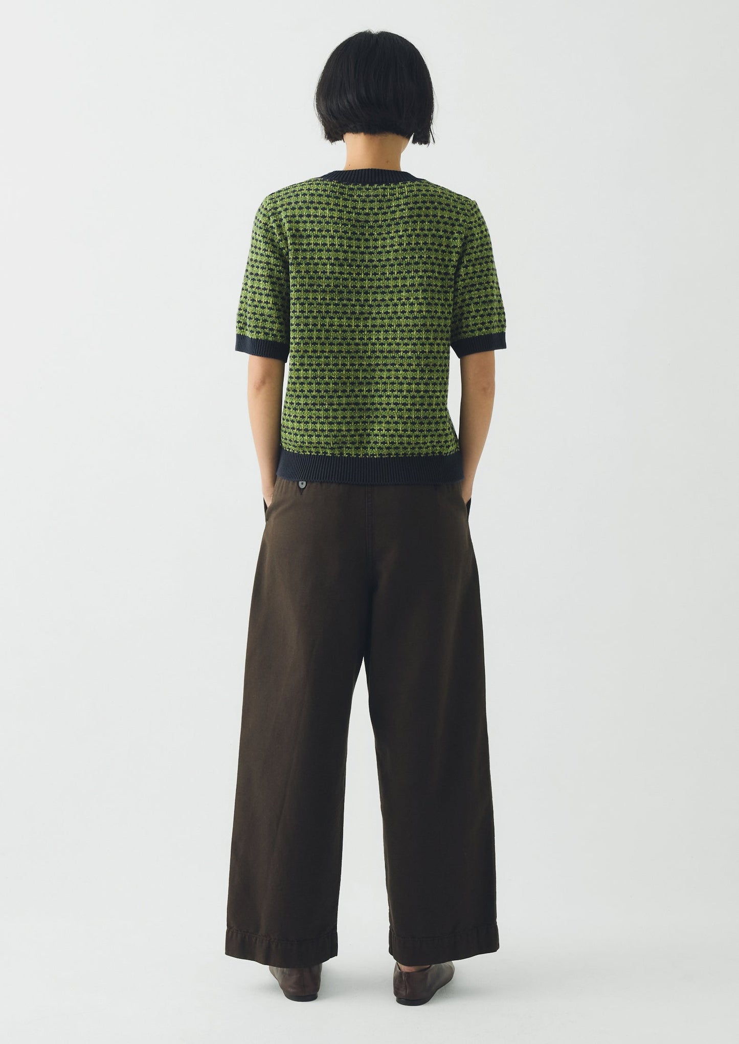 Jacquard Knitted Cotton Top | Green Multi