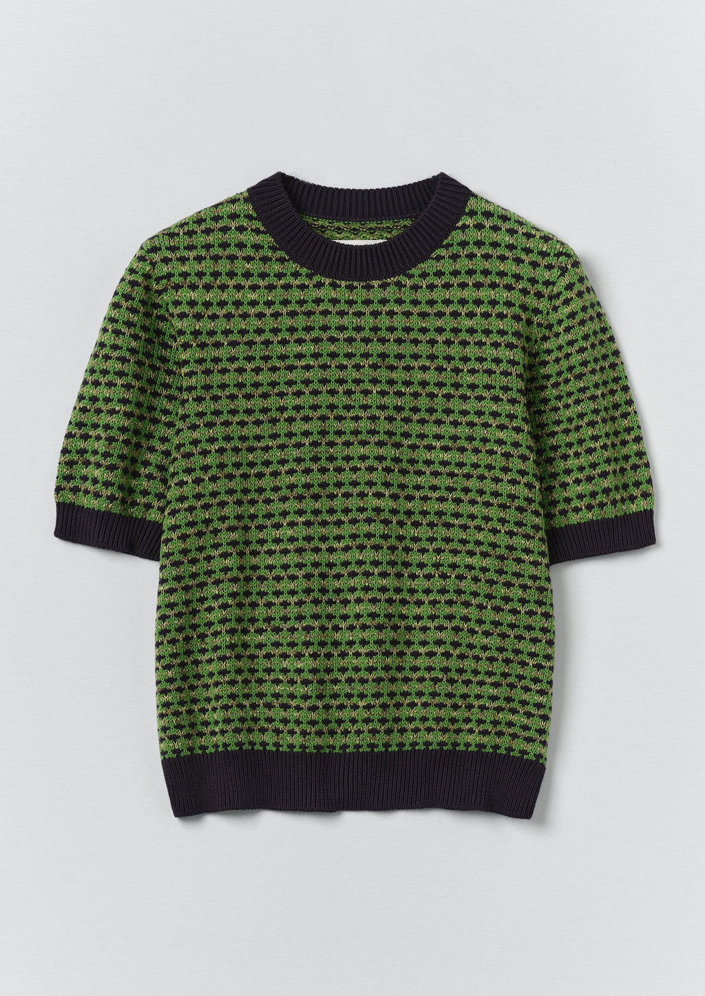 Jacquard Knitted Cotton Top | Green Multi