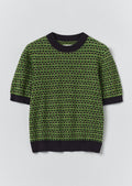 Jacquard Knitted Cotton Top | Green Multi
