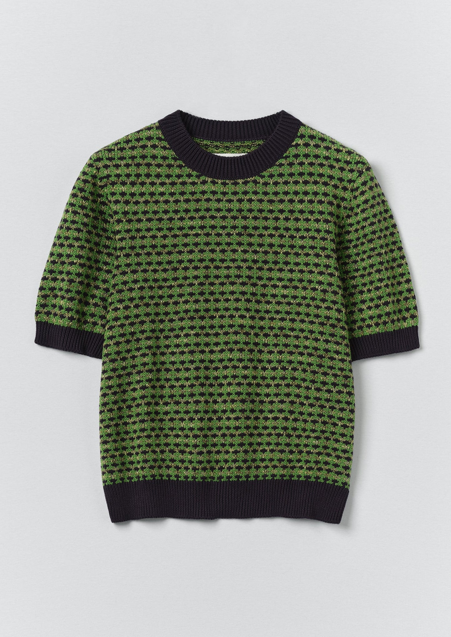 Jacquard Knitted Cotton Top | Green Multi