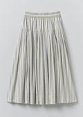 Pleated Stripe Cotton Skirt | Ecru/Blue