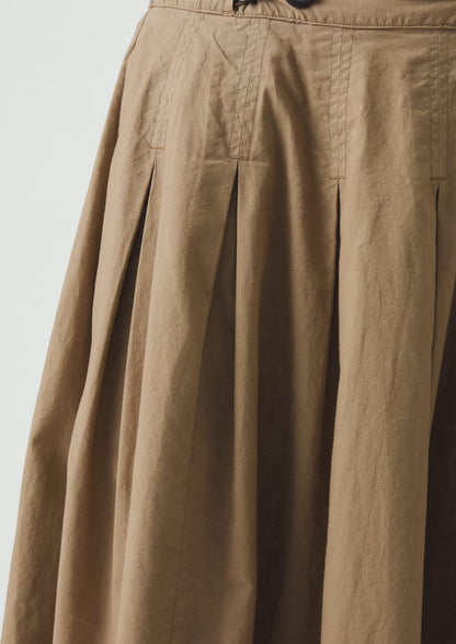 Pleated Cotton Linen Poplin Skirt | Ash Brown