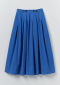 Pleated Cotton Linen Poplin Skirt | Enamel Blue