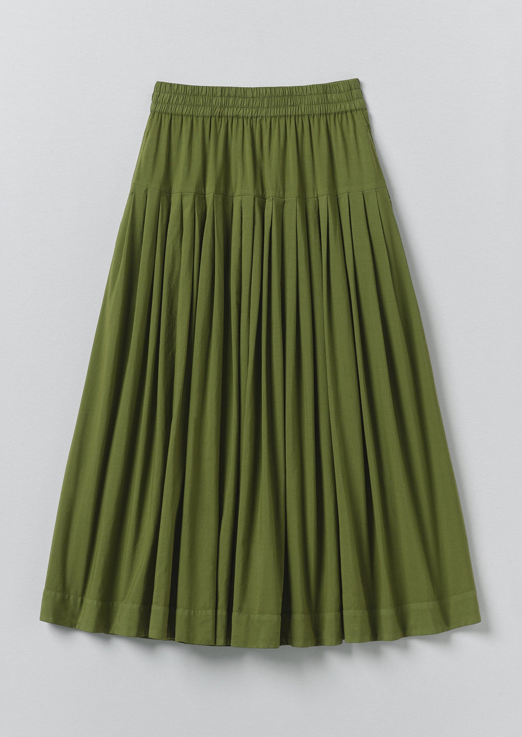 Pleated Raised Stripe Cotton Skirt | Cedar Green