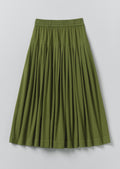Pleated Raised Stripe Cotton Skirt | Cedar Green