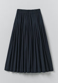Pleated Raised Stripe Cotton Skirt | Slate