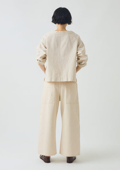 Relaxed Wide Leg Denim Trousers | Ecru