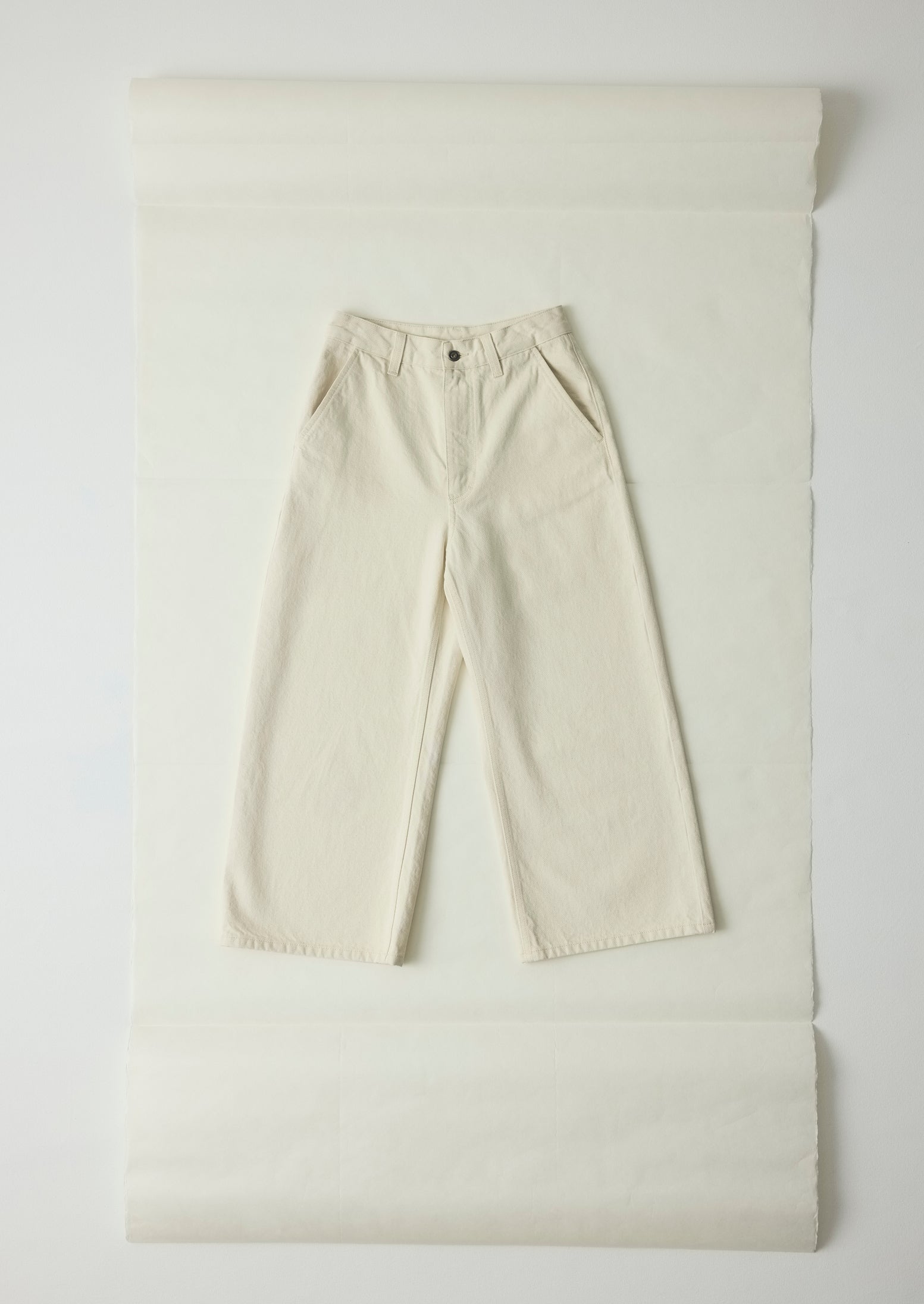Relaxed Wide Leg Denim Trousers | Ecru