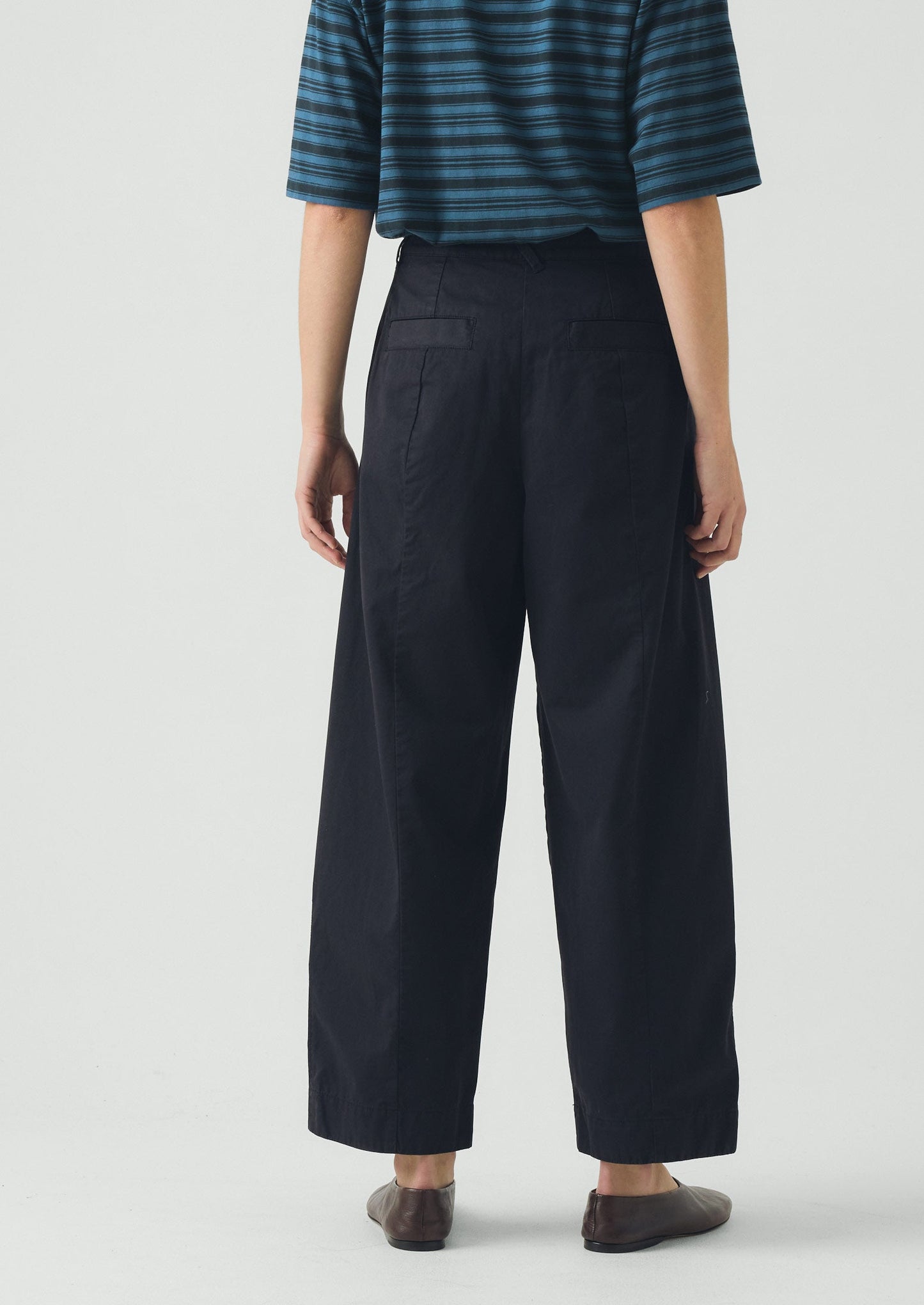 Sculpted Organic Cotton Twill Trousers | Mid Blue