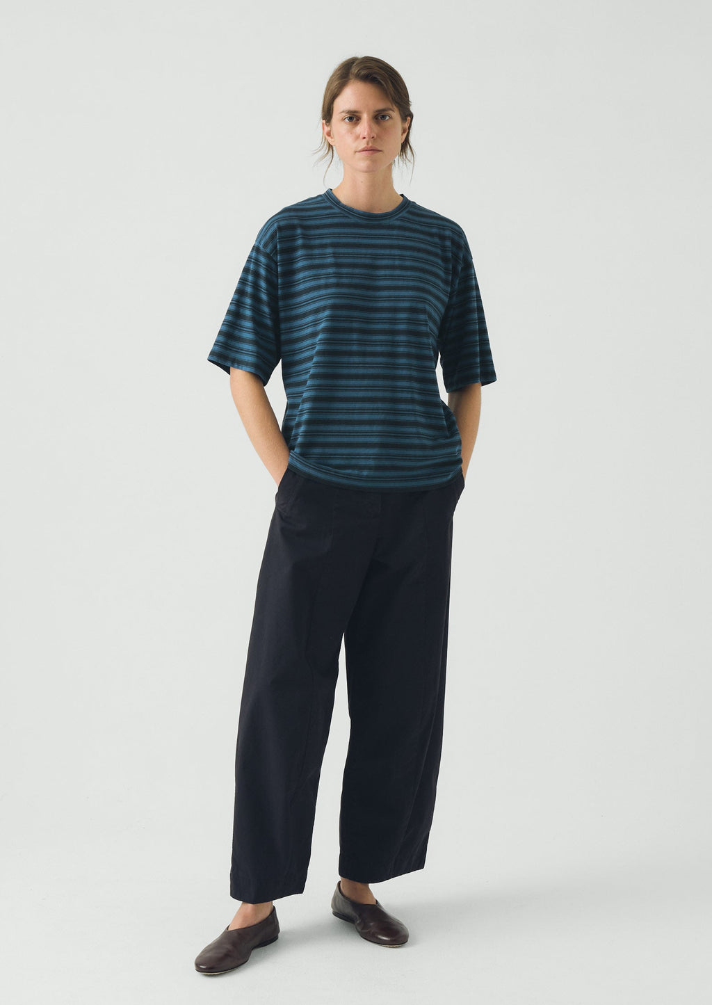 Sculpted Organic Cotton Twill Trousers | Slate