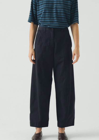 Sculpted Organic Cotton Twill Trousers | Mid Blue