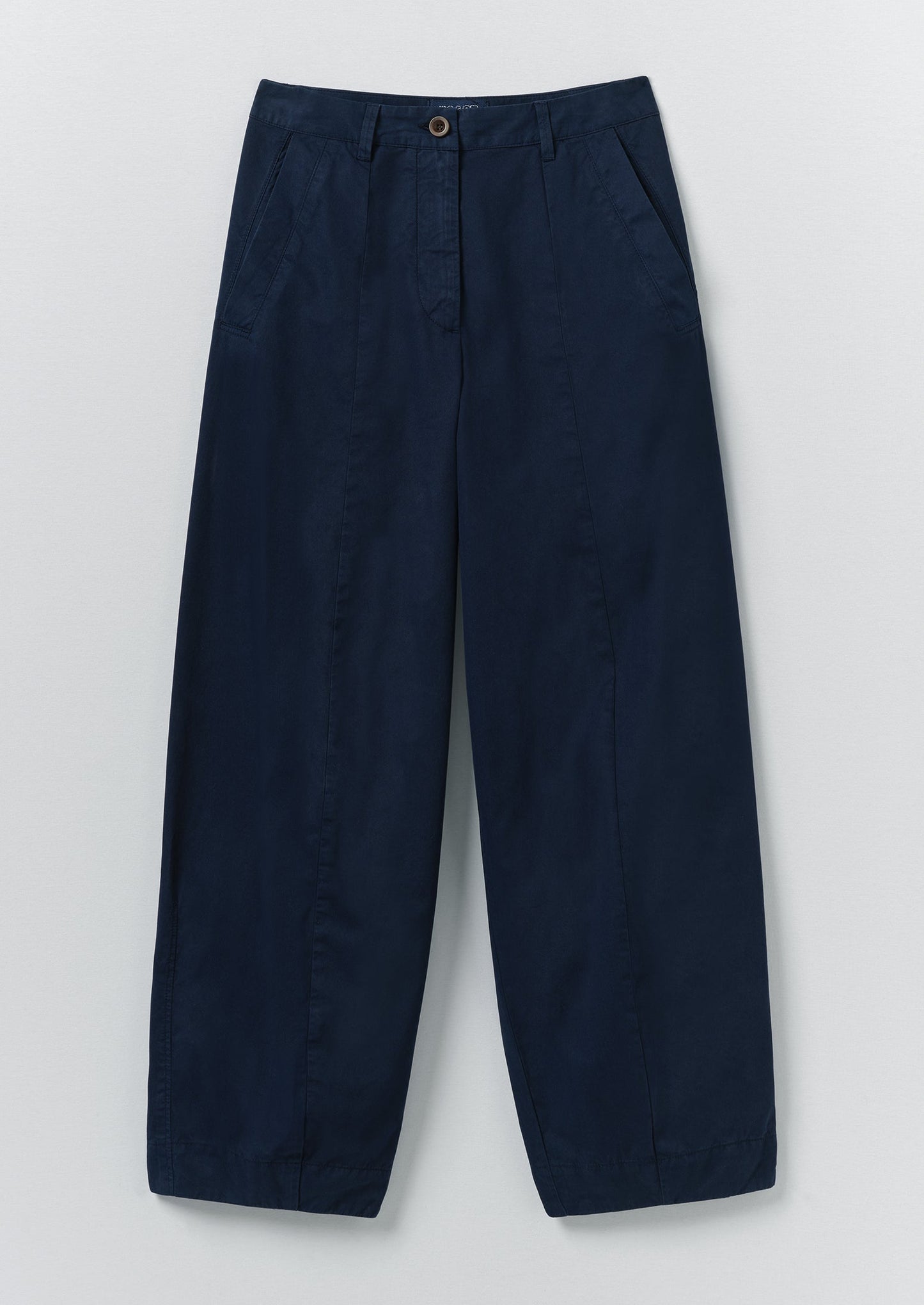 Sculpted Organic Cotton Twill Trousers | Mid Blue