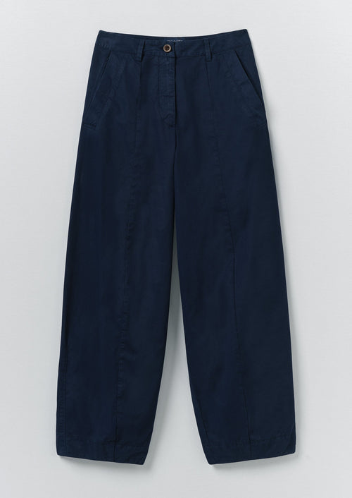 Sculpted Organic Cotton Twill Trousers | Mid Blue