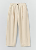 Pleat Front Cotton Trousers | Natural