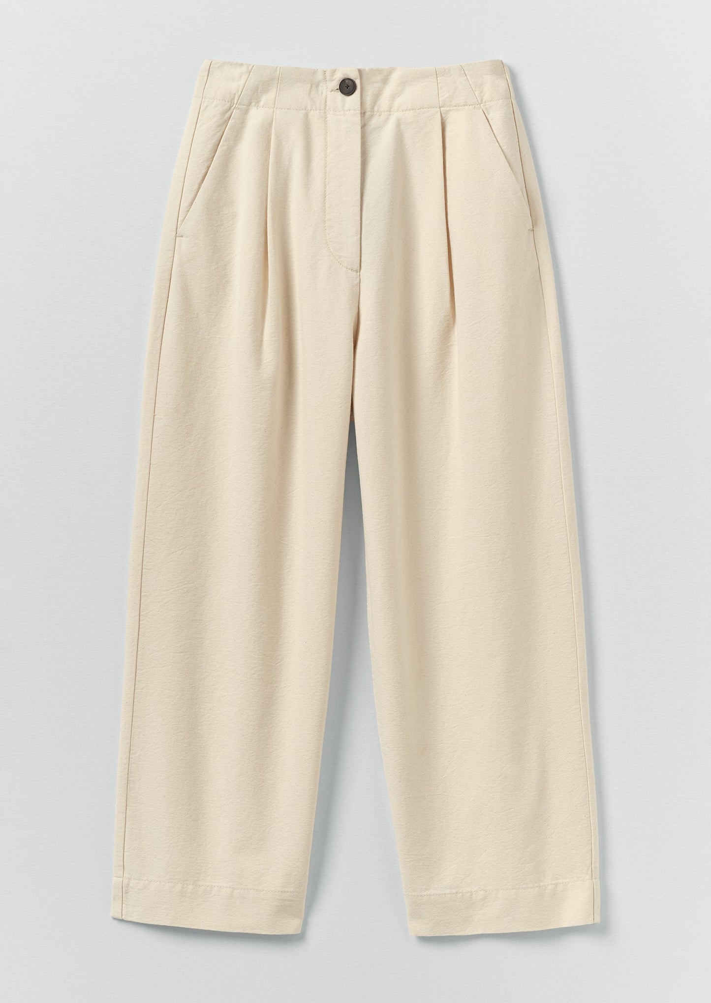 Pleat Front Cotton Trousers | Natural