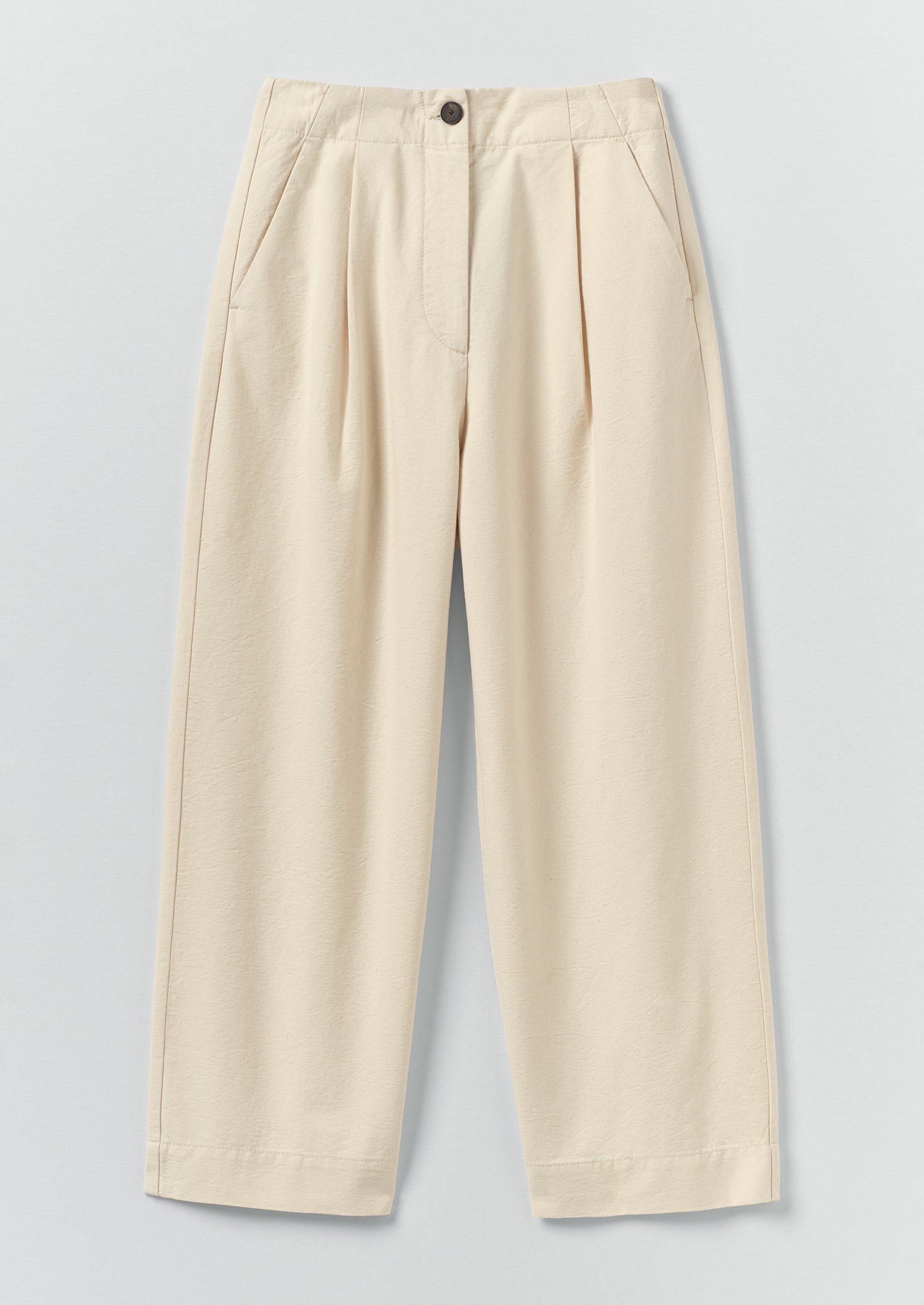 Pleat Front Cotton Trousers | Natural
