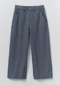 Hickory Stripe Denim Wide Leg Trousers | Ecru/Indigo