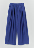 Pleated Pull On Cotton Poplin Trousers | Carmine Blue