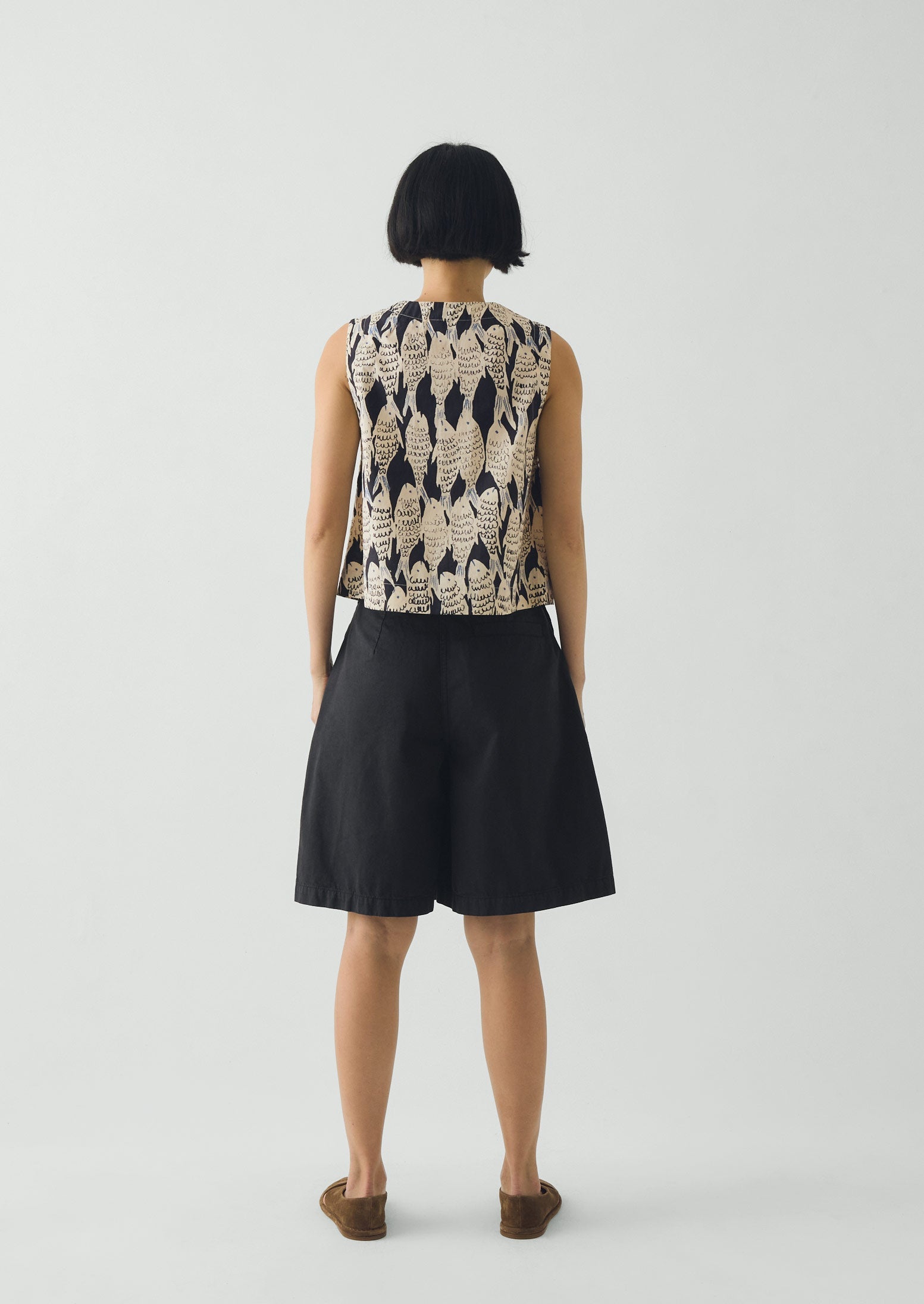 Pleat Front Cotton Twill Shorts | Slate