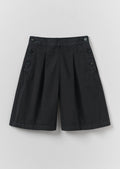 Pleat Front Cotton Twill Shorts | Slate