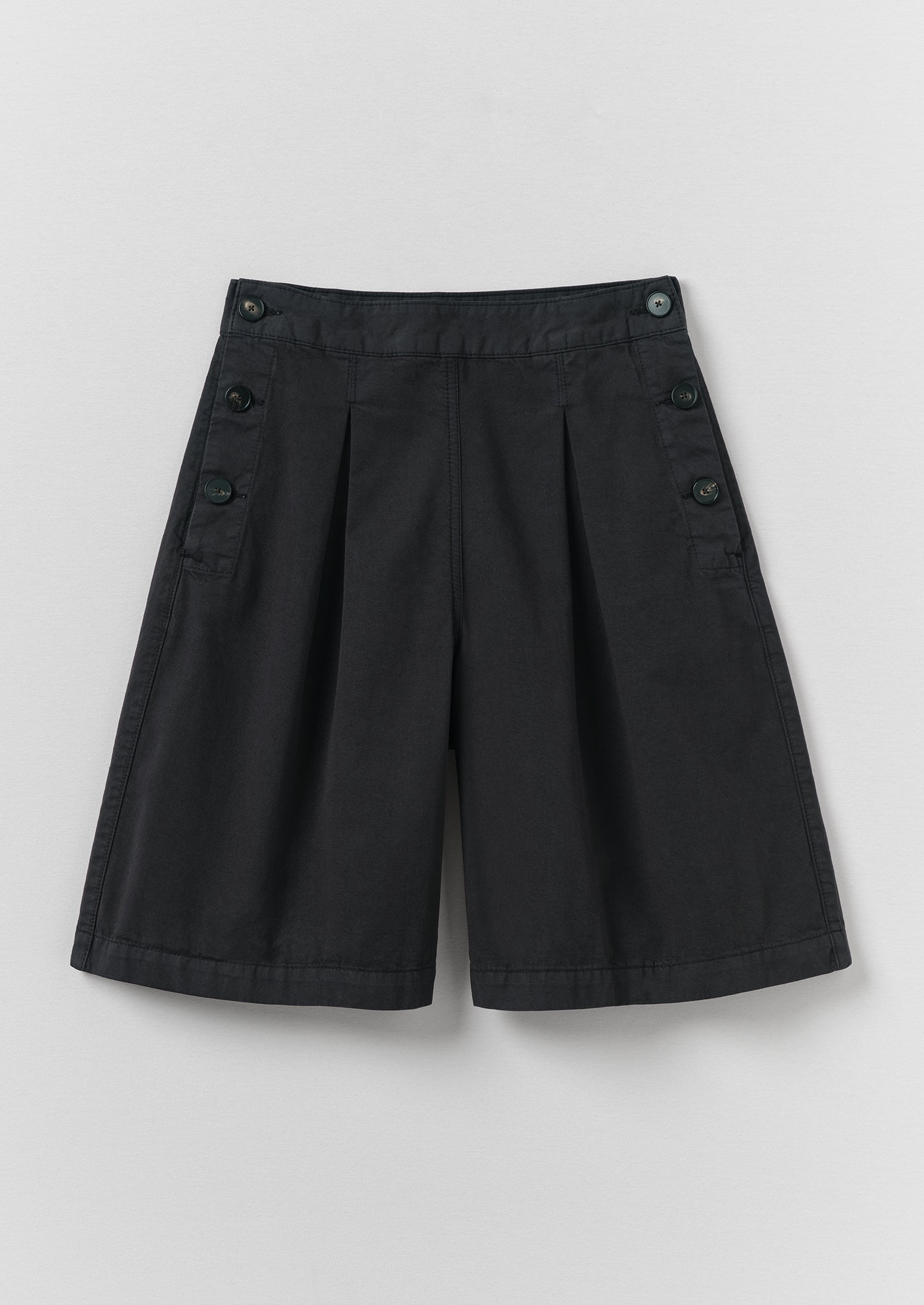 Pleat Front Cotton Twill Shorts | Slate