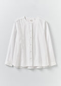 Round Neck Cotton Oxford Shirt | Paper White