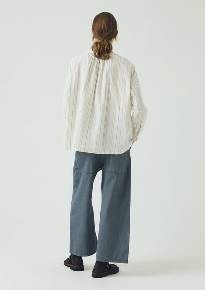 Irregular Stripe Gathered Smock Top | Cobalt