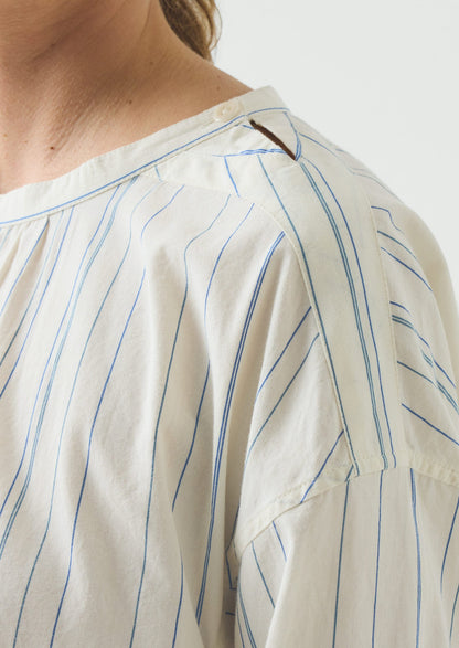Irregular Stripe Gathered Smock Top | Cobalt