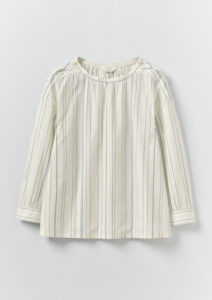 Irregular Stripe Gathered Smock Top | Cobalt