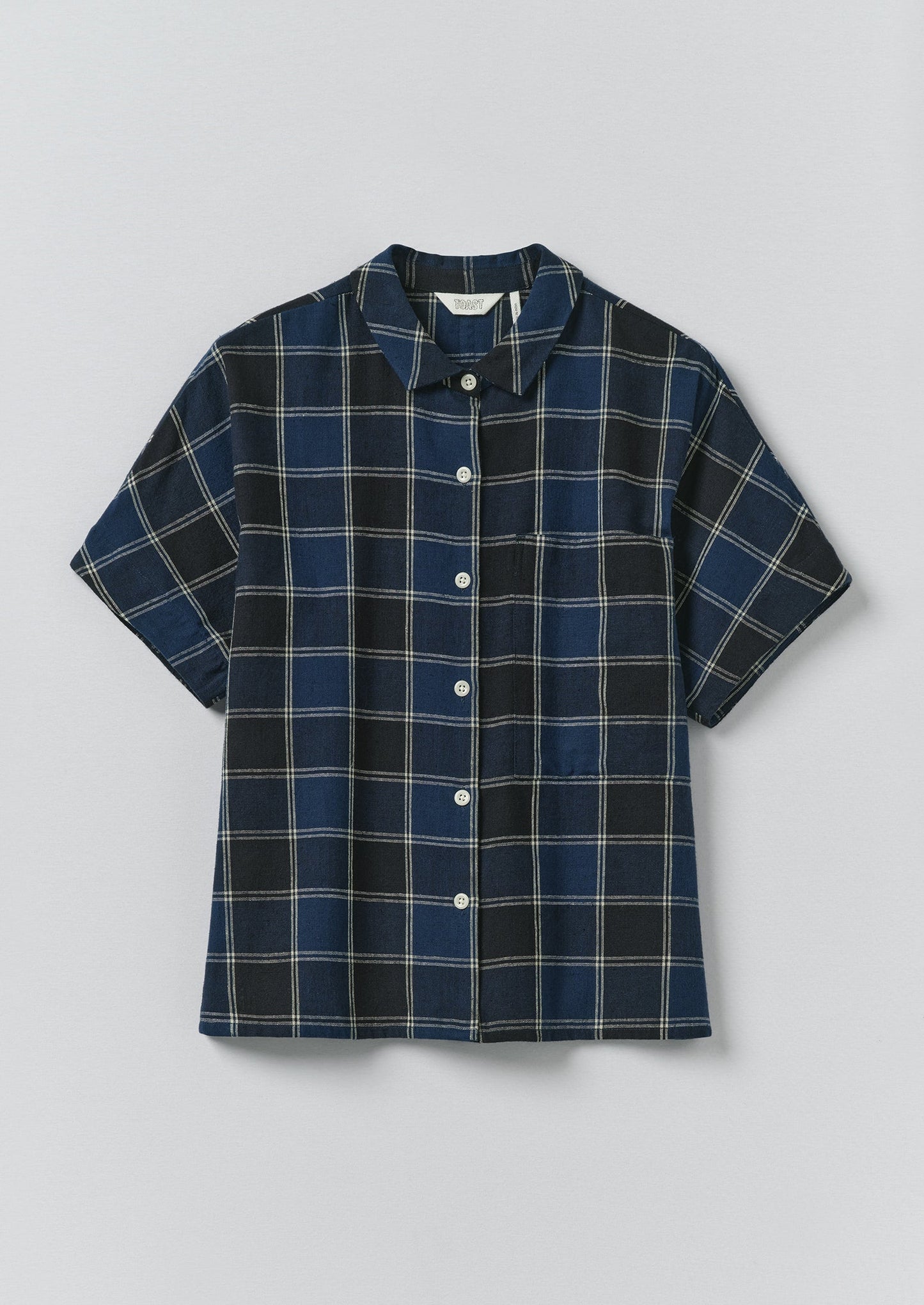 Market Check Cotton Linen Shirt | Denim Blue