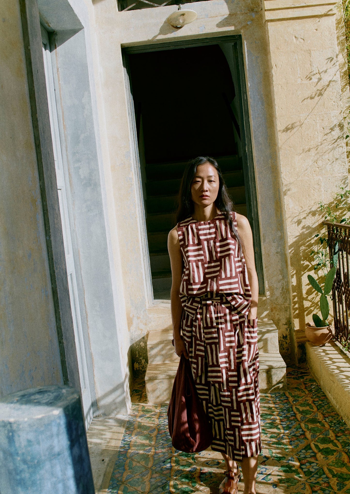 Patchwork Stripe Block Print Top | Sable
