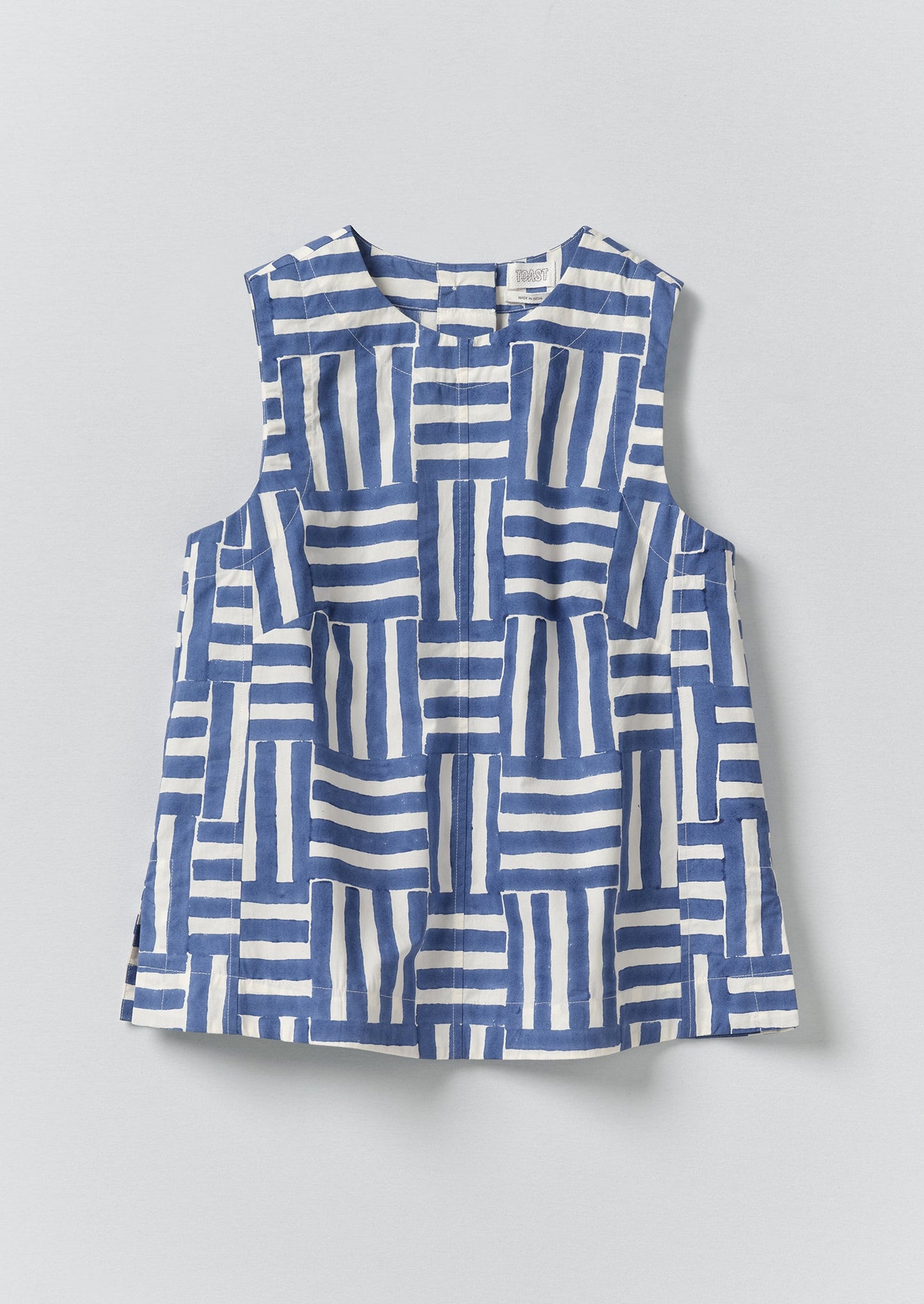 Patchwork Stripe Block Print Top | Deep Cornflower