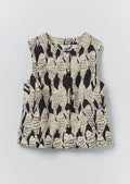 Market Fish Print Cotton Poplin Top | Slate