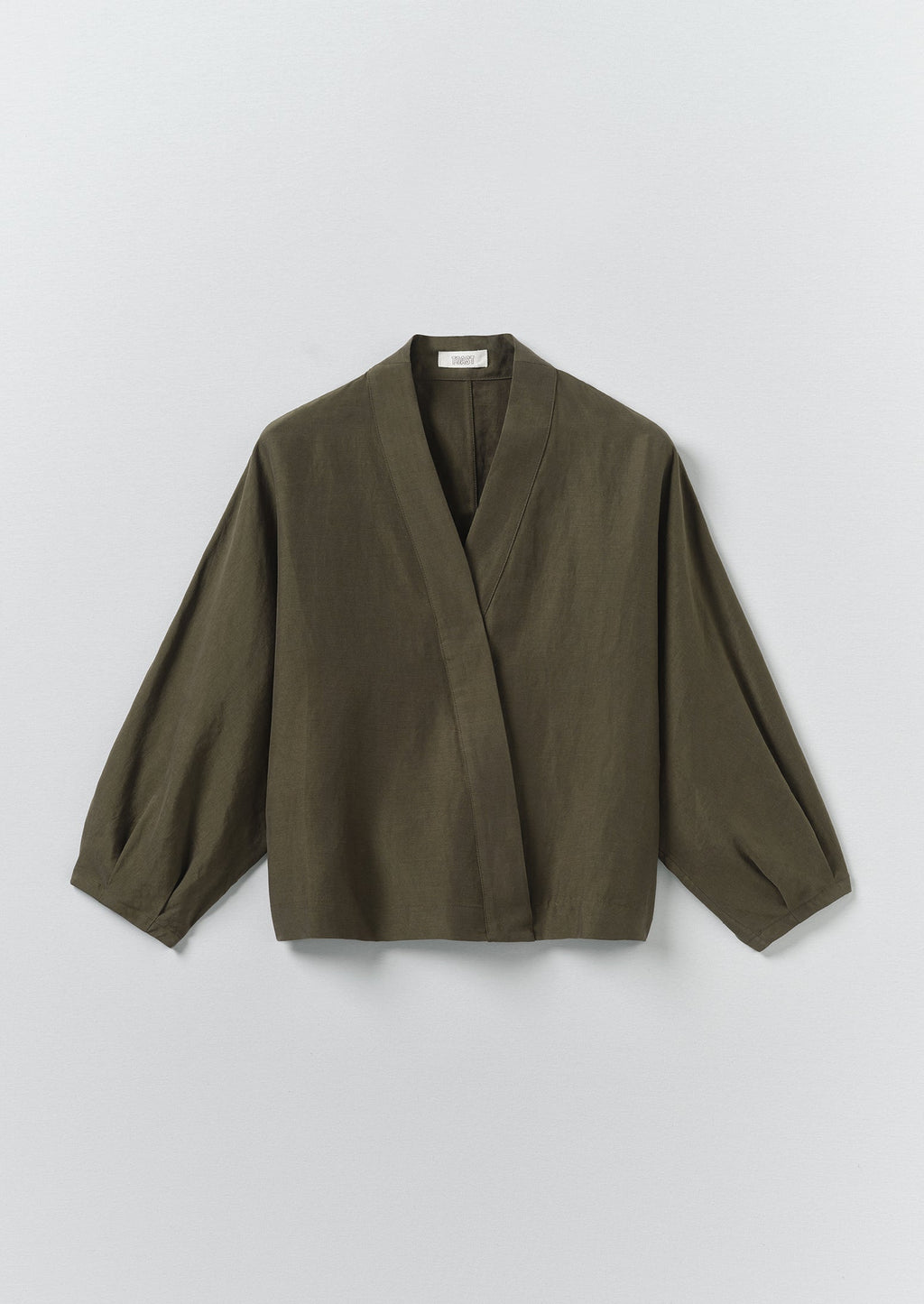 Linen Silk Wrap Shirt | Tent Green