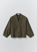 Linen Silk Wrap Shirt | Tent Green