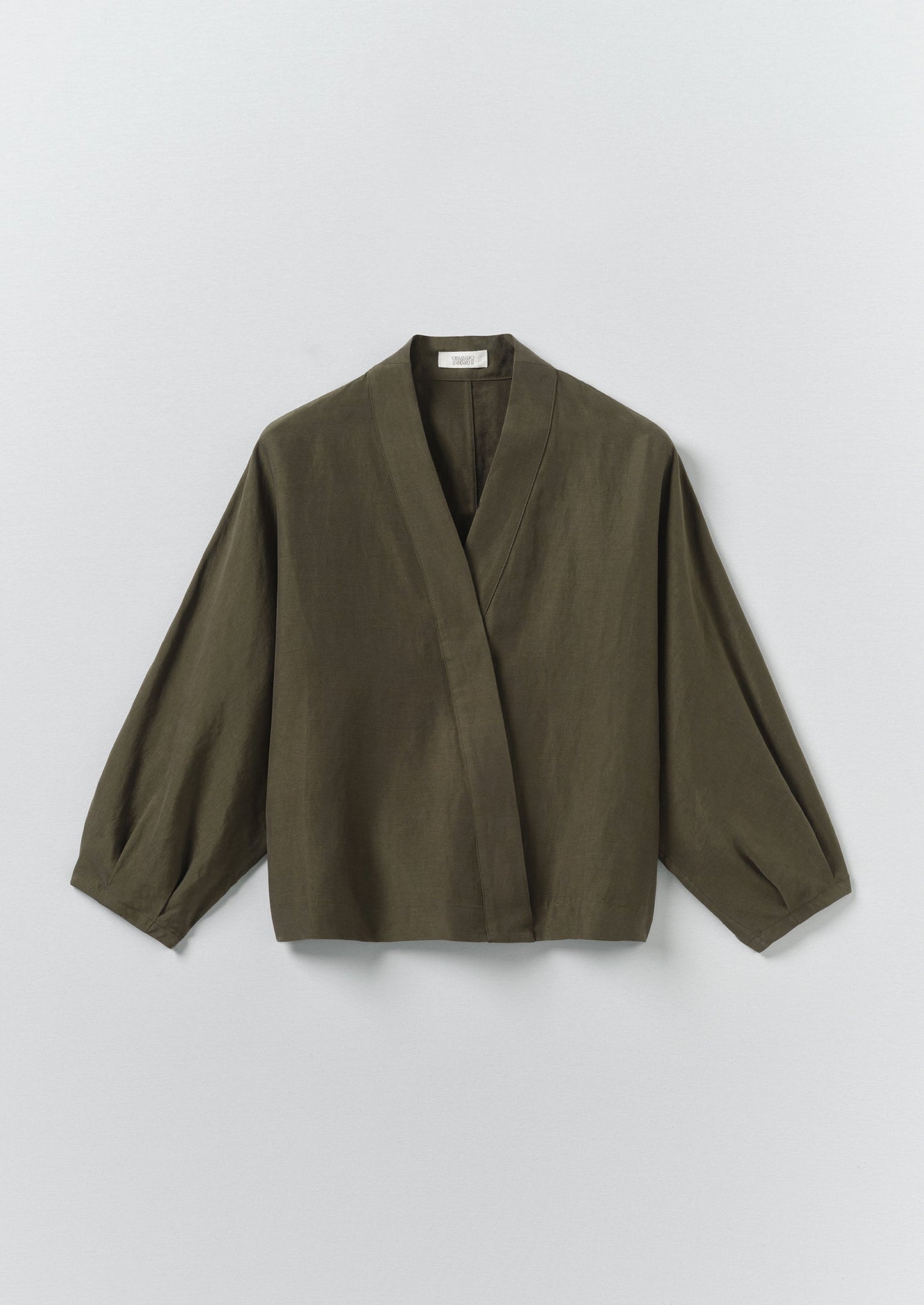 Linen Silk Wrap Shirt | Tent Green