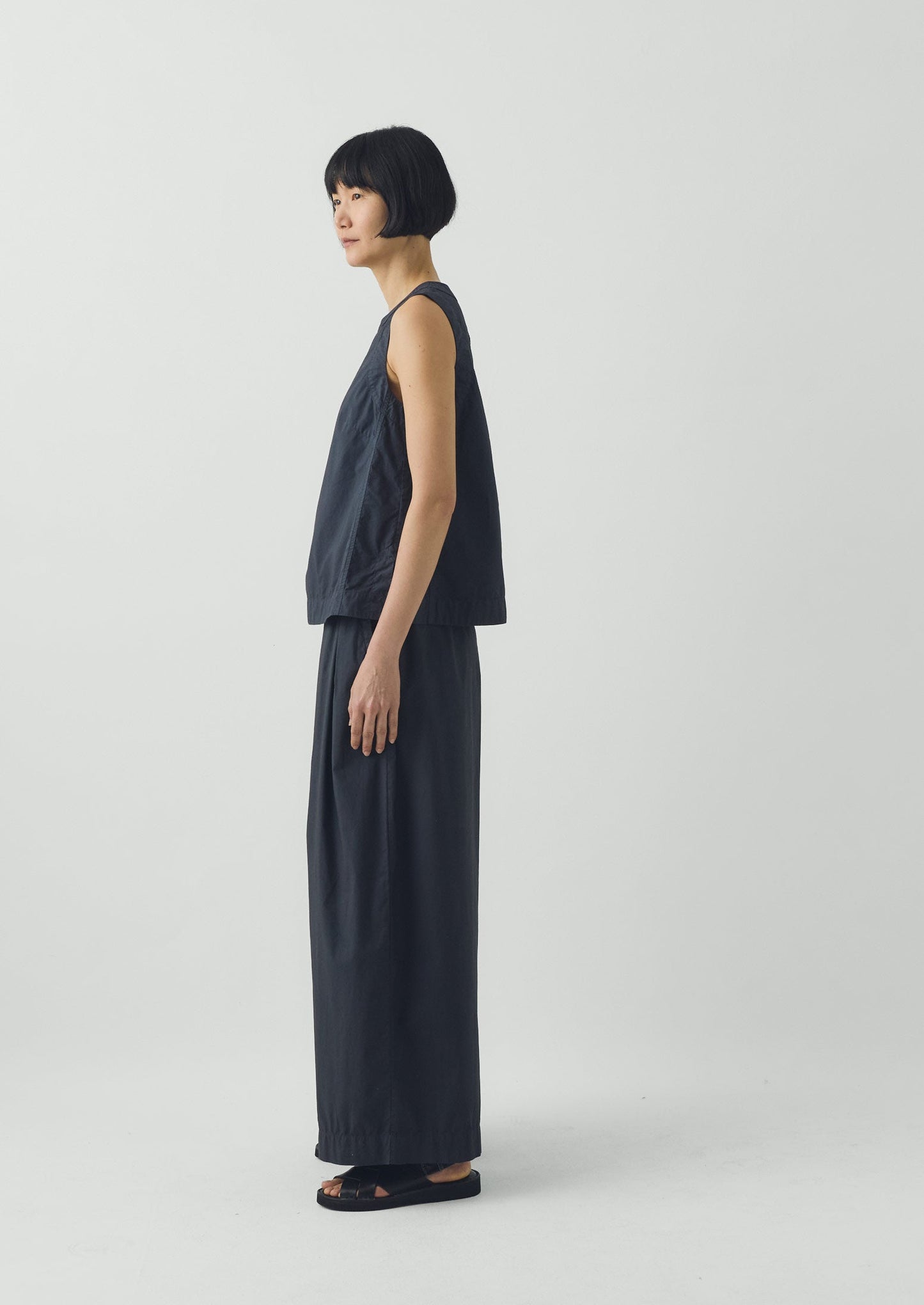 Panelled Garment Dyed Sleeveless Top | Slate