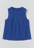 Panelled Garment Dyed Sleeveless Top | Carmine Blue