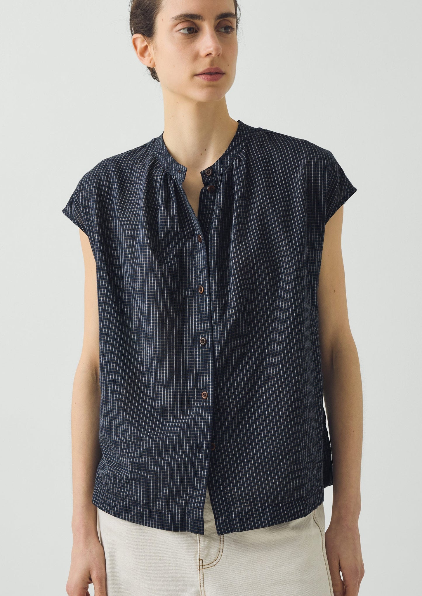 Slubby Check Short Sleeve Shirt | Ink